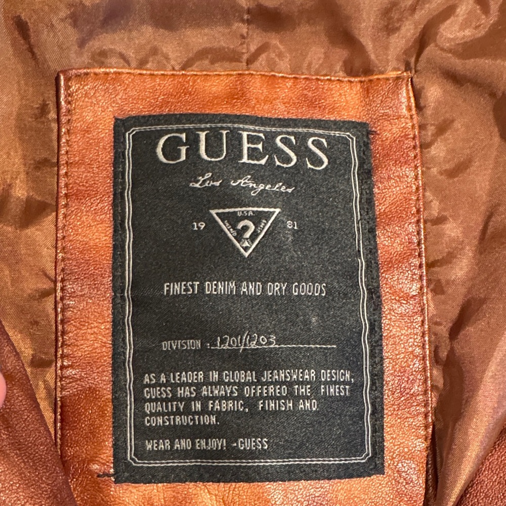 GUESS Women's Rust Brown Faux Leather Moto Jacket - Picture 2 of 13